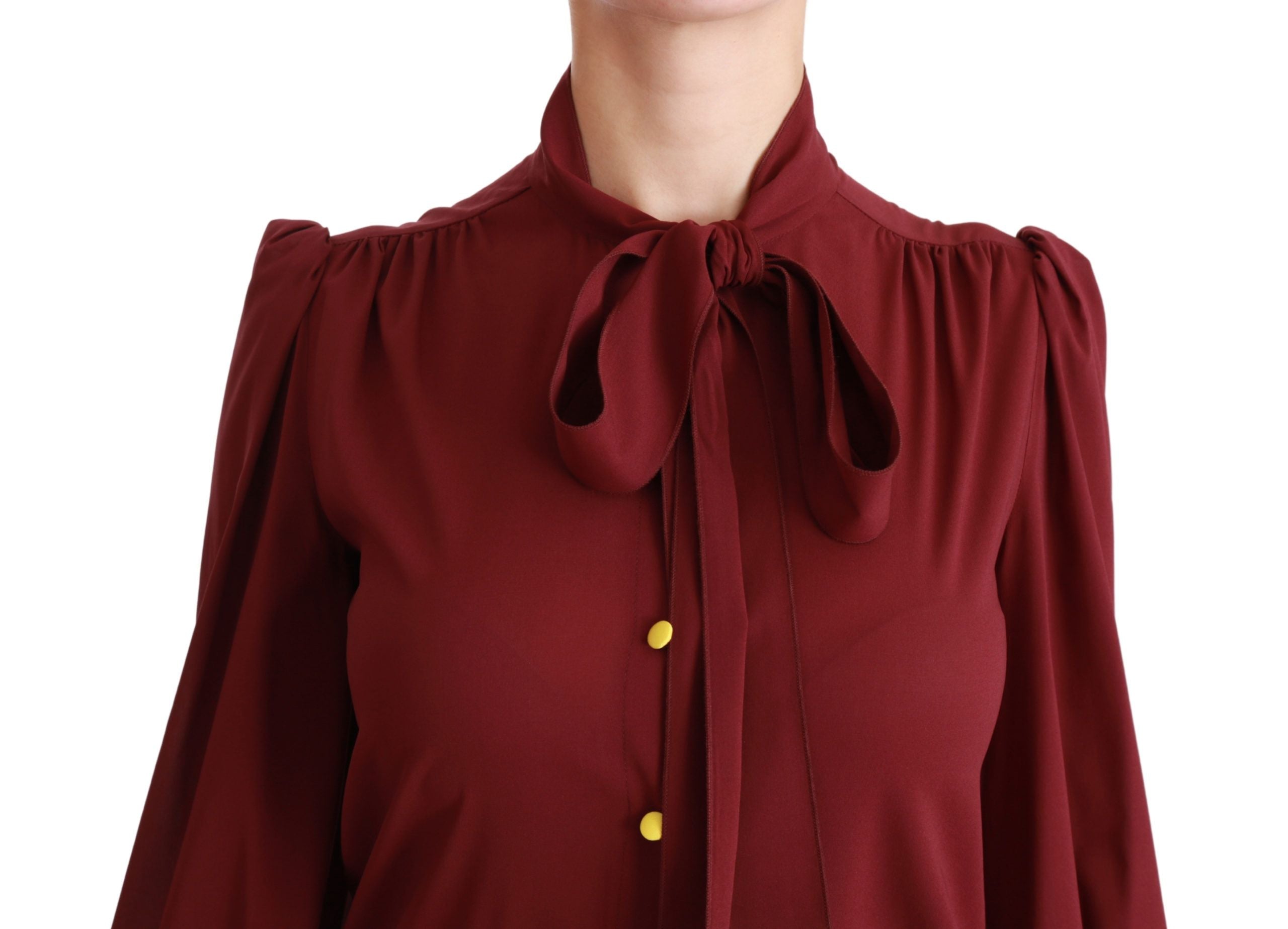 Dolce & Gabbana Chestnut Long Sleeve Shirt Blouse Silk Top