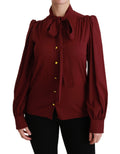 Dolce & Gabbana Chestnut Long Sleeve Shirt Blouse Silk Top