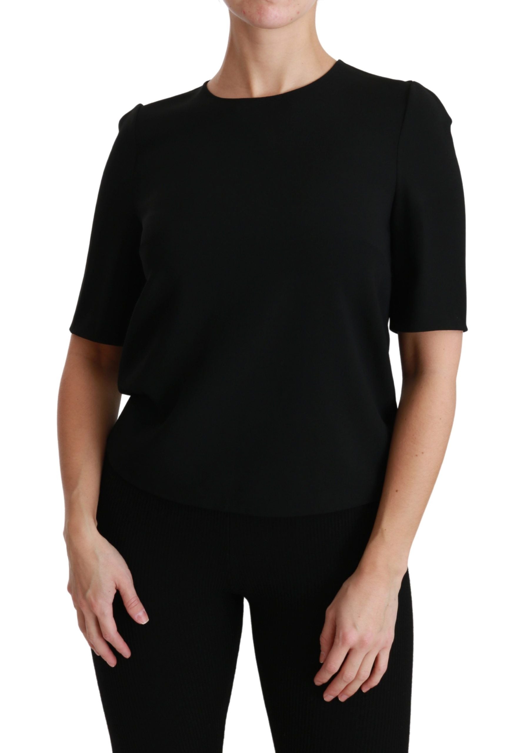 Dolce & Gabbana Schwarzes kurzärmeliges Freizeittop Stretchbluse