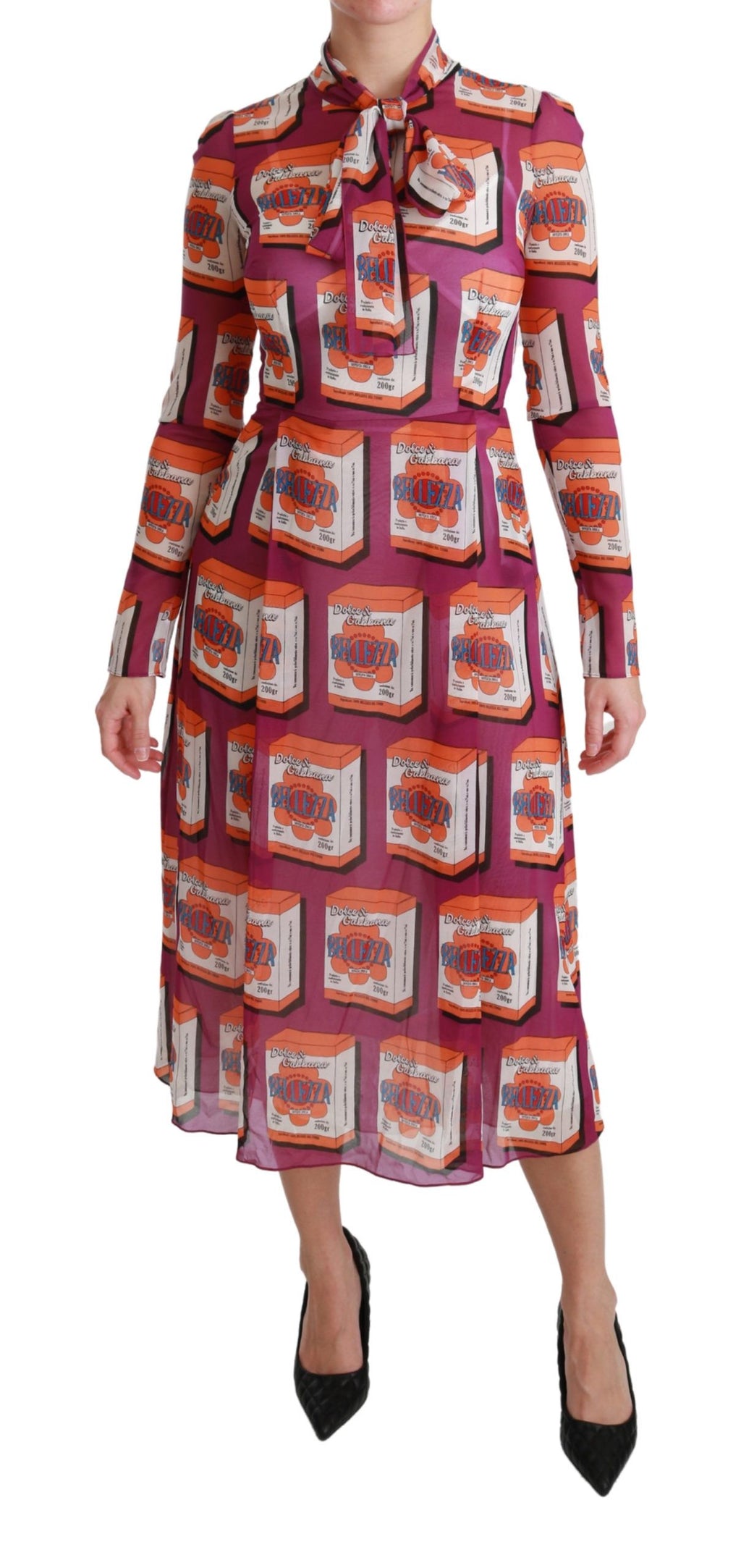 Dolce & Gabbana Purple Silk Bellezza A-Line Dress