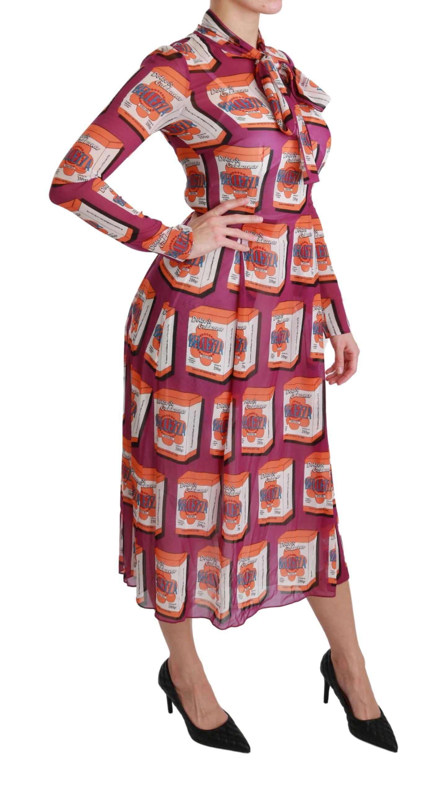 Dolce & Gabbana Purple Silk Bellezza A-Line Dress