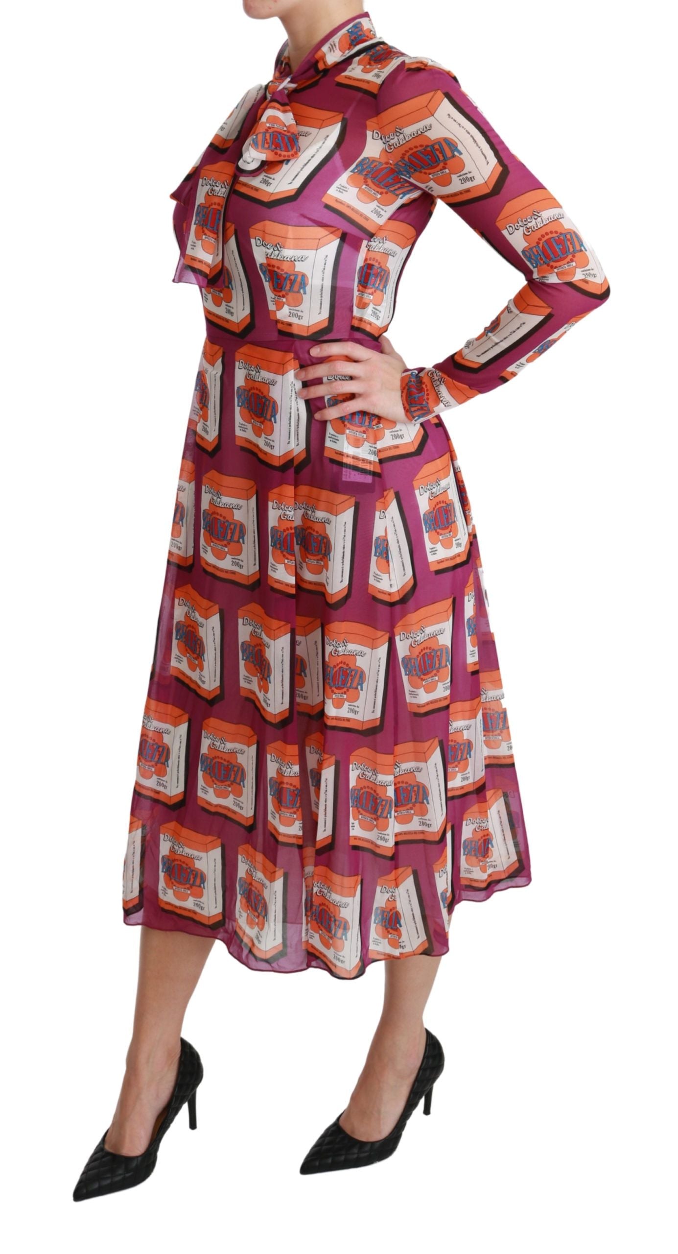 Dolce & Gabbana Purple Silk Bellezza A-Line Dress