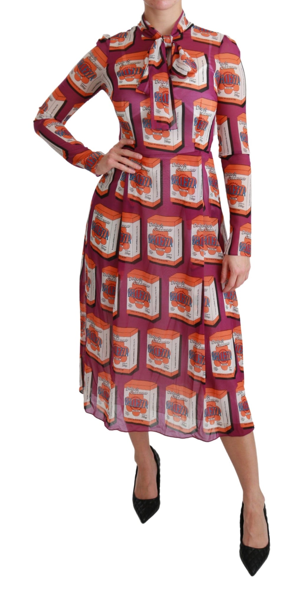 Dolce & Gabbana Purple Silk Bellezza A-Line Dress