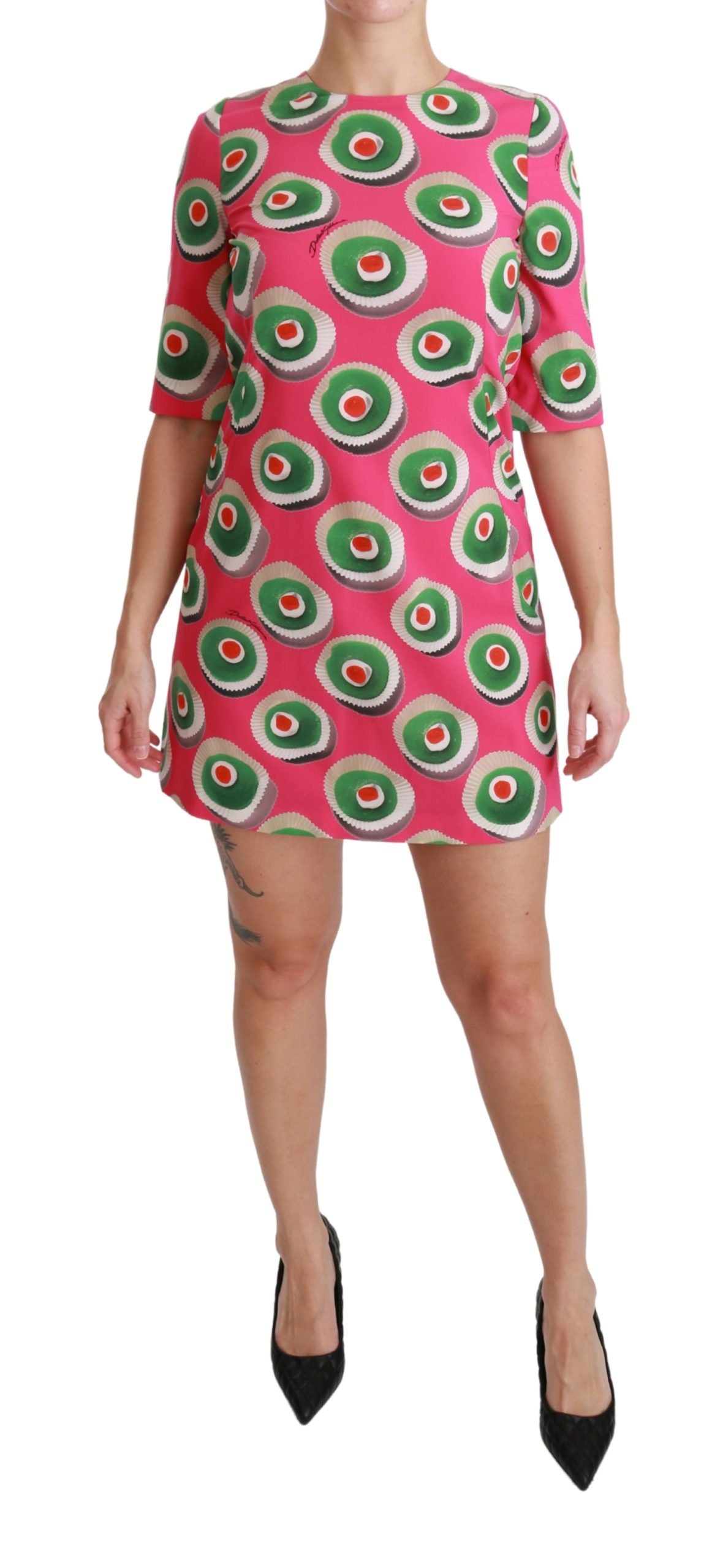 Dolce & Gabbana Rosa Seiden Cup Cake Shift Stretch Kleid