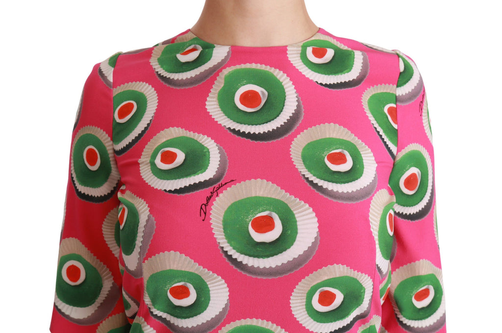 Dolce & Gabbana Rosa Seiden Cup Cake Shift Stretch Kleid