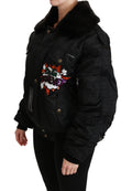 Dolce & Gabbana Black Queen Crown Sequin Bomber Jacket