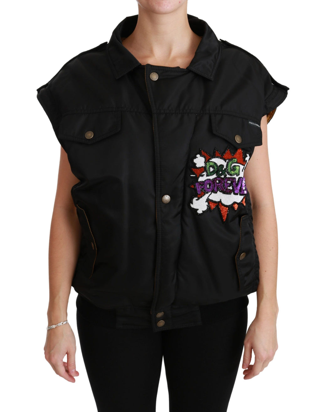 Dolce & Gabbana Black Queen Crown Sequin Bomber Jacket
