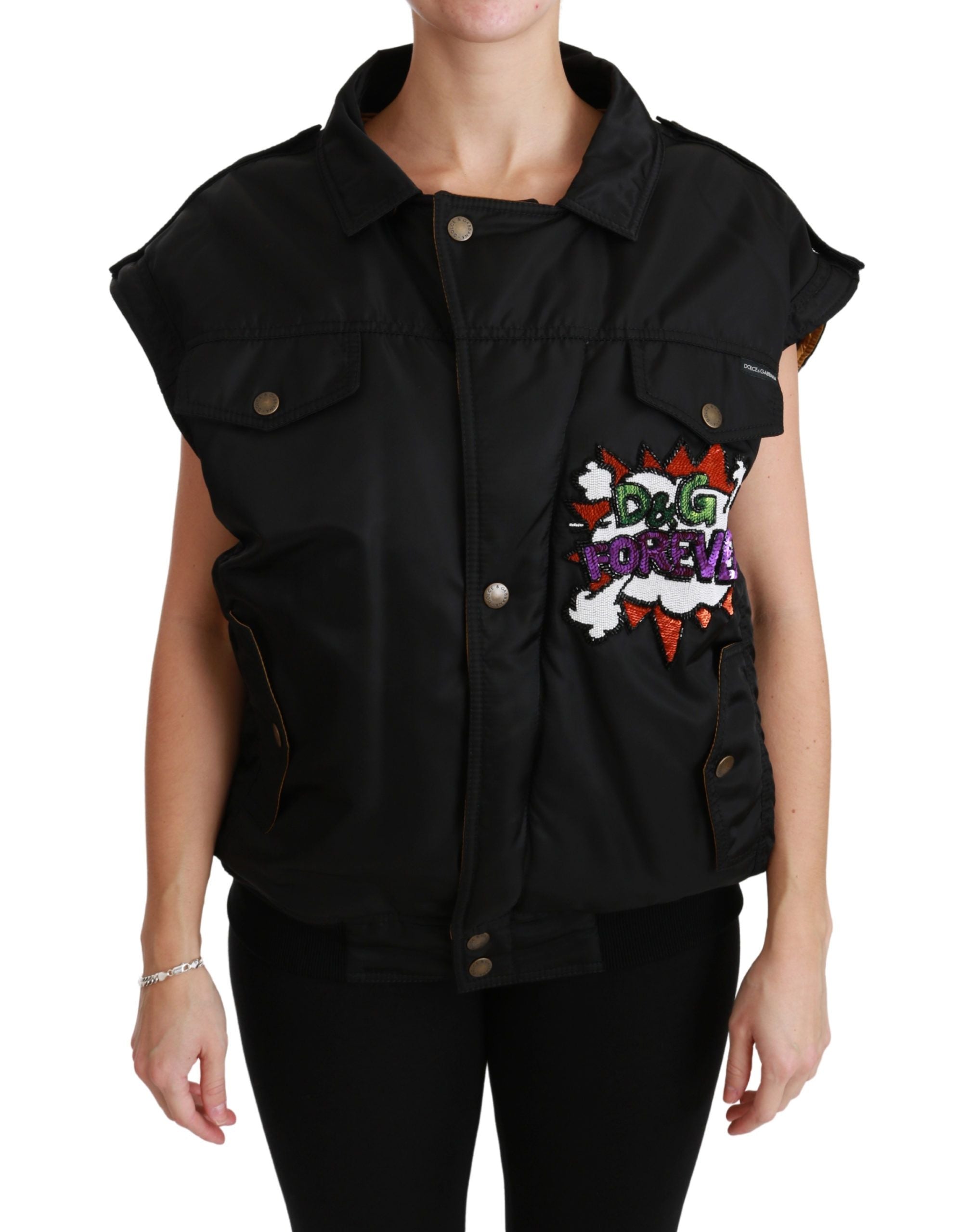 Dolce & Gabbana Black Queen Crown Sequin Bomber Jacket