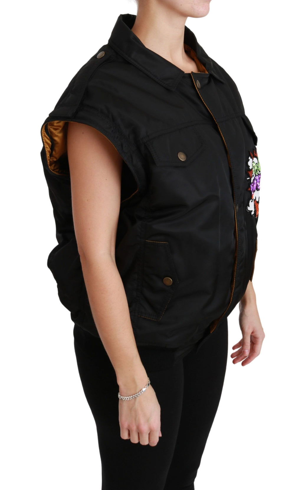 Dolce & Gabbana Black Queen Crown Sequin Bomber Jacket