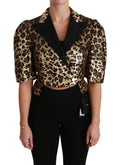 Dolce & Gabbana Blazer Gold Leopard Sequin Jacket