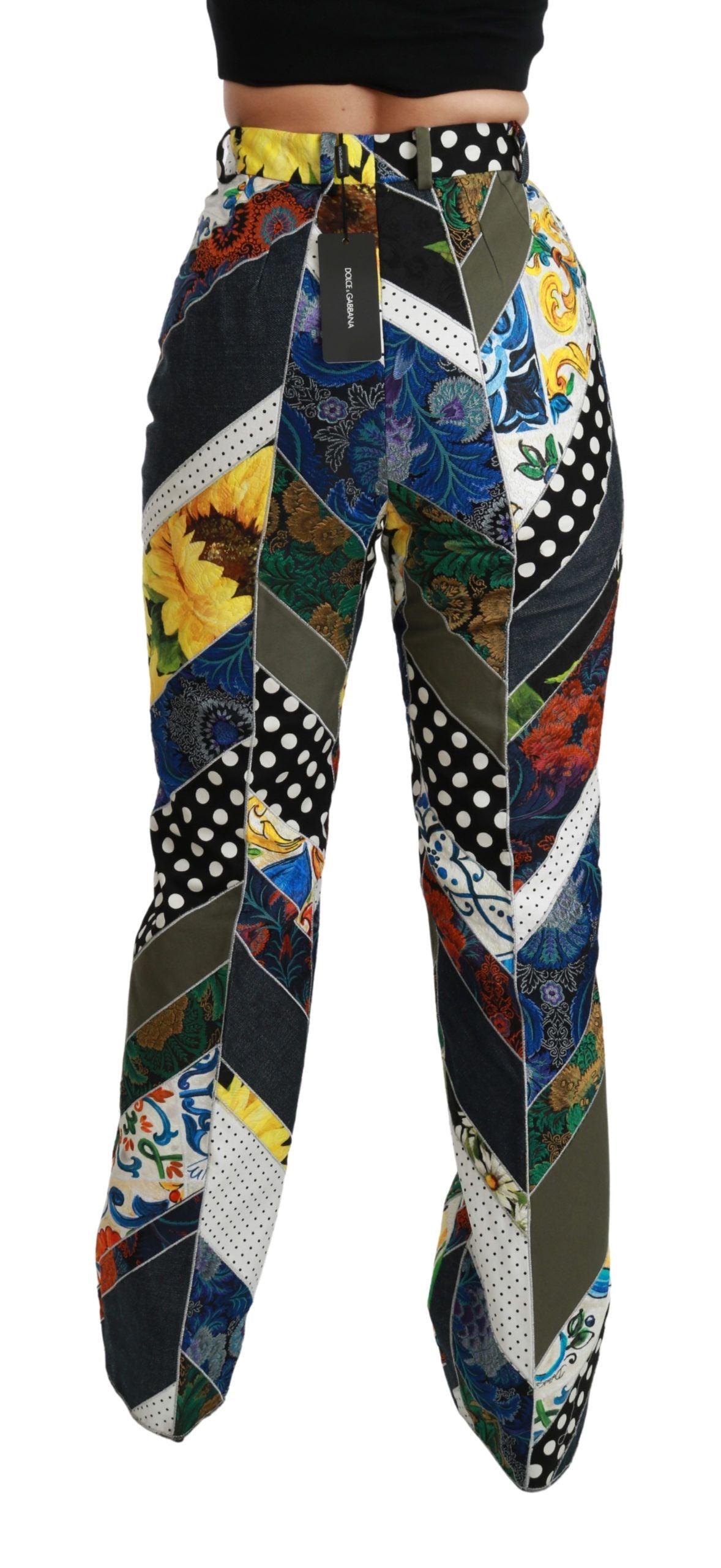 Dolce & Gabbana Multicolor Print High-Waisted Straight-Leg Trousers