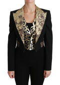 Dolce & Gabbana Black Jacquard Waistcoat Blazer Coat Wool Jacket