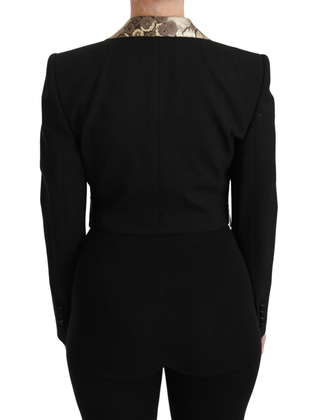 Dolce & Gabbana Black Jacquard Waistcoat Blazer Coat Wool Jacket