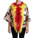 Dolce & Gabbana Weißer geblümter Mantel Capte Fur Roses Jacke