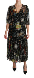 Dolce & Gabbana Black Sea Fish Sicily A-Linien-Shiftkleid