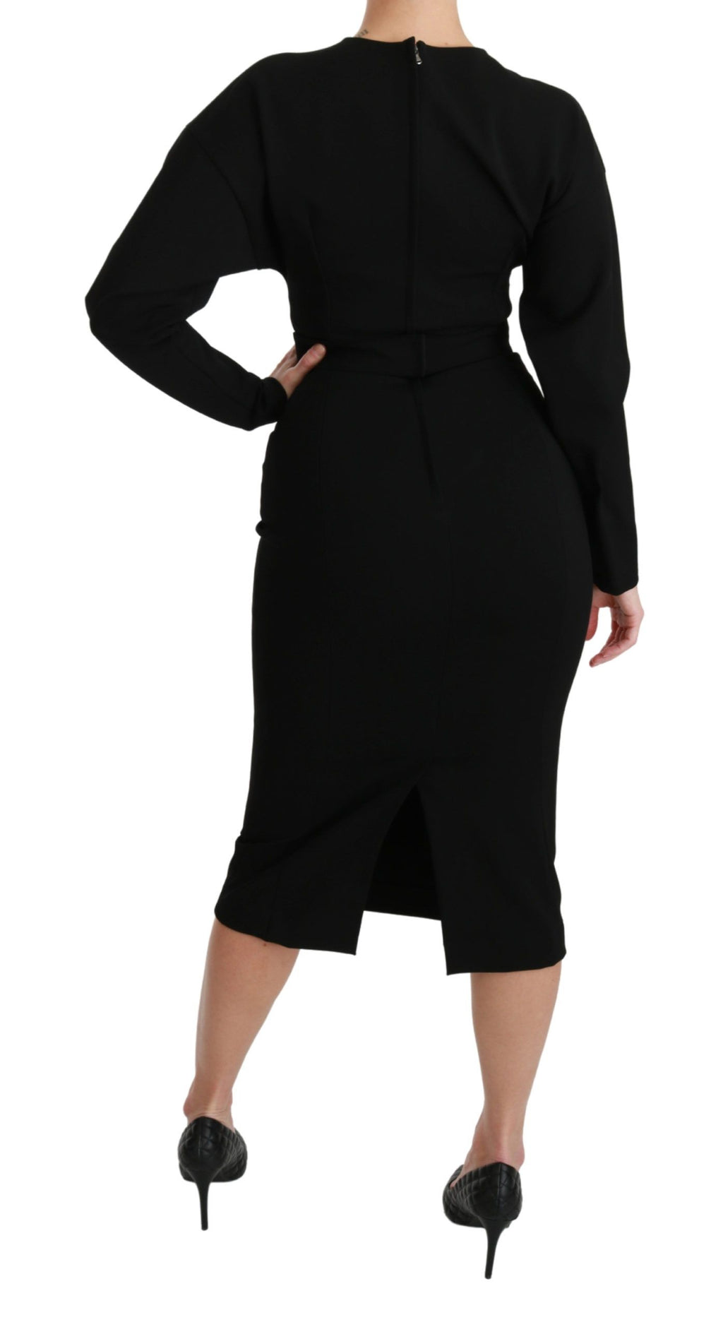 Dolce & Gabbana Black Bodycon Sheath Dress Midi Stretch Dress