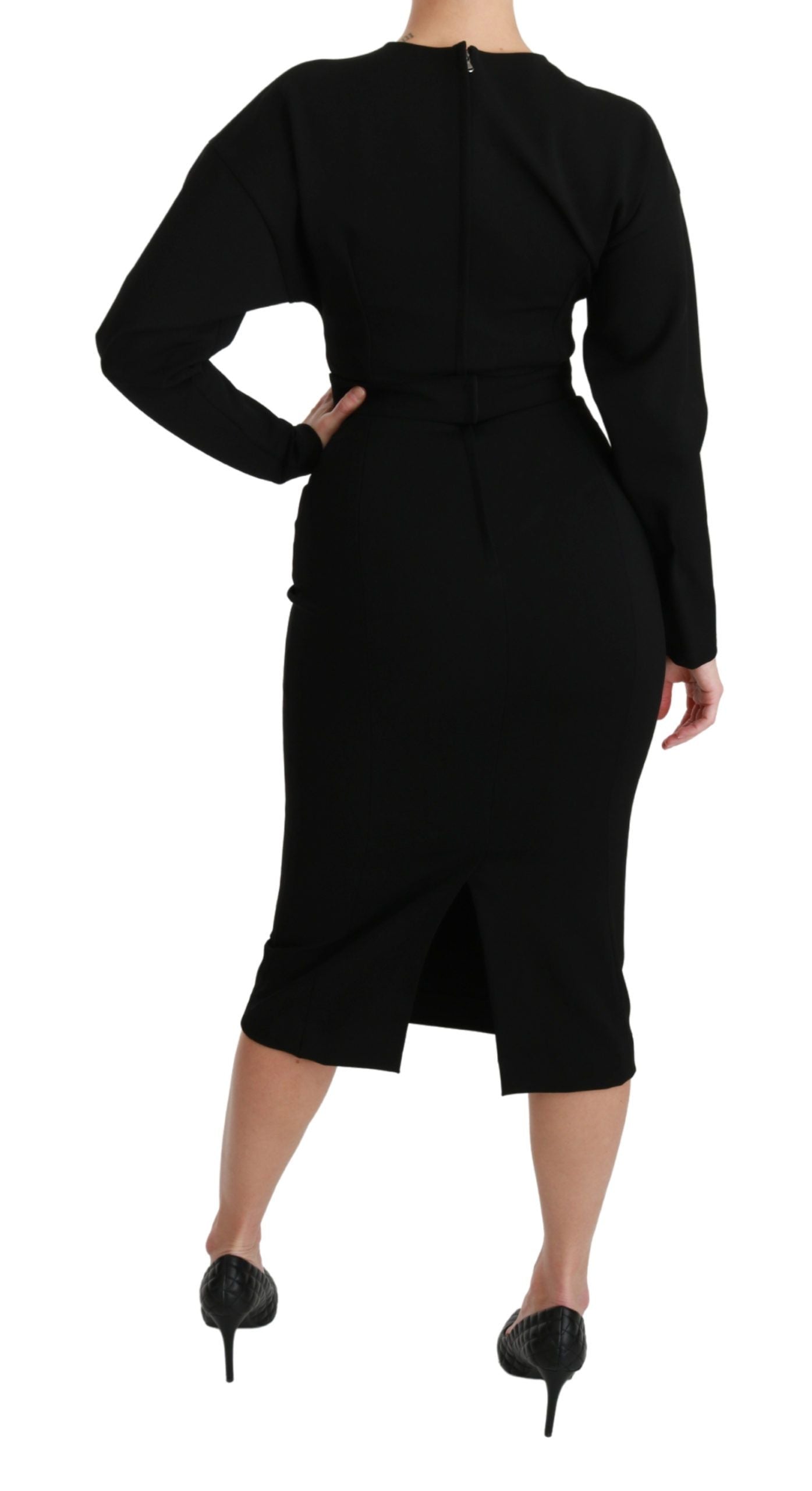 Dolce & Gabbana Black Bodycon Sheath Dress Midi Stretch Dress