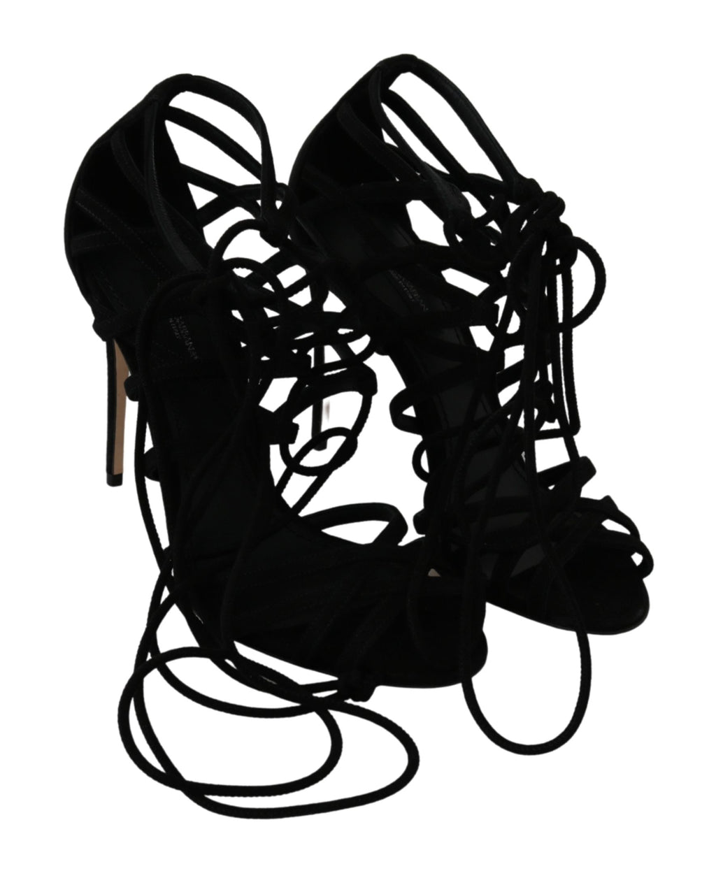 Dolce & Gabbana Schwarz Wildleder Riemen Stilettos Schuhe Sandalen
