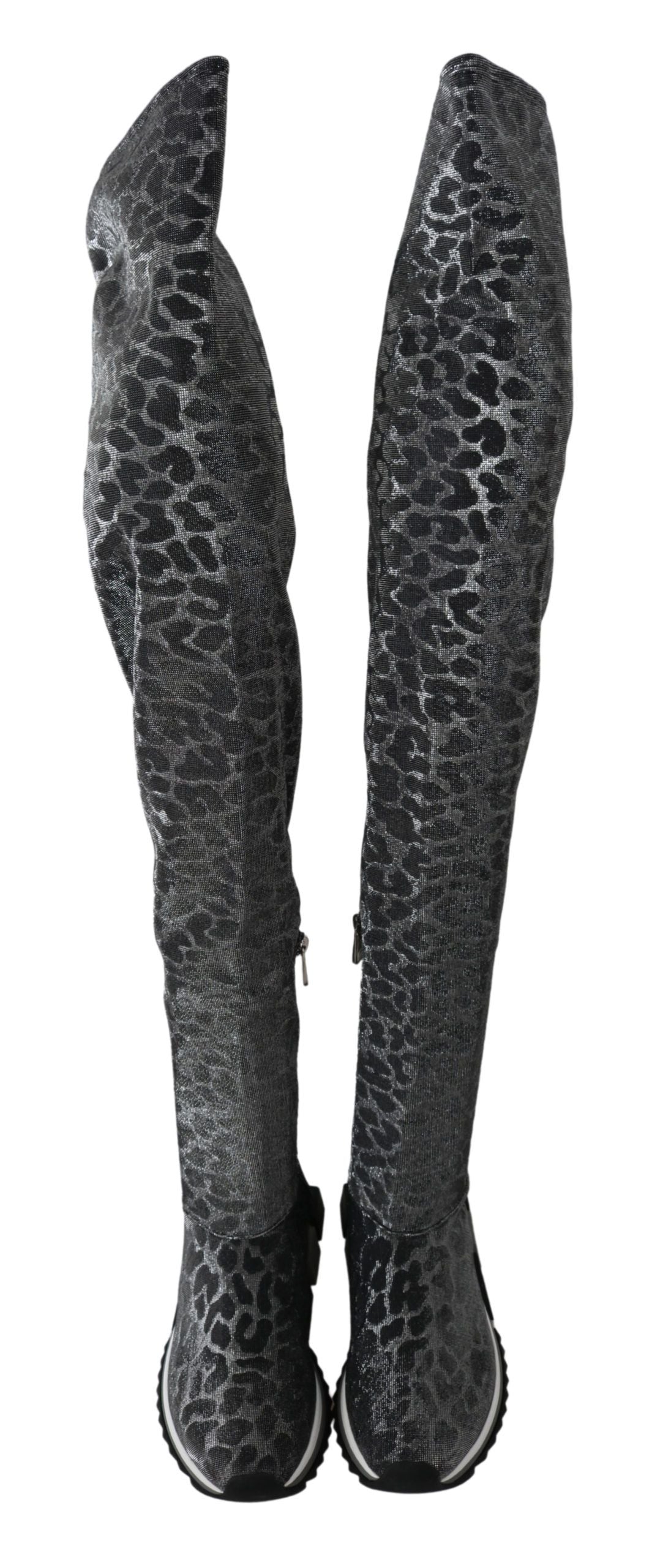 Dolce & Gabbana Grau Leopard High Top Sneakers Booties Schuhe
