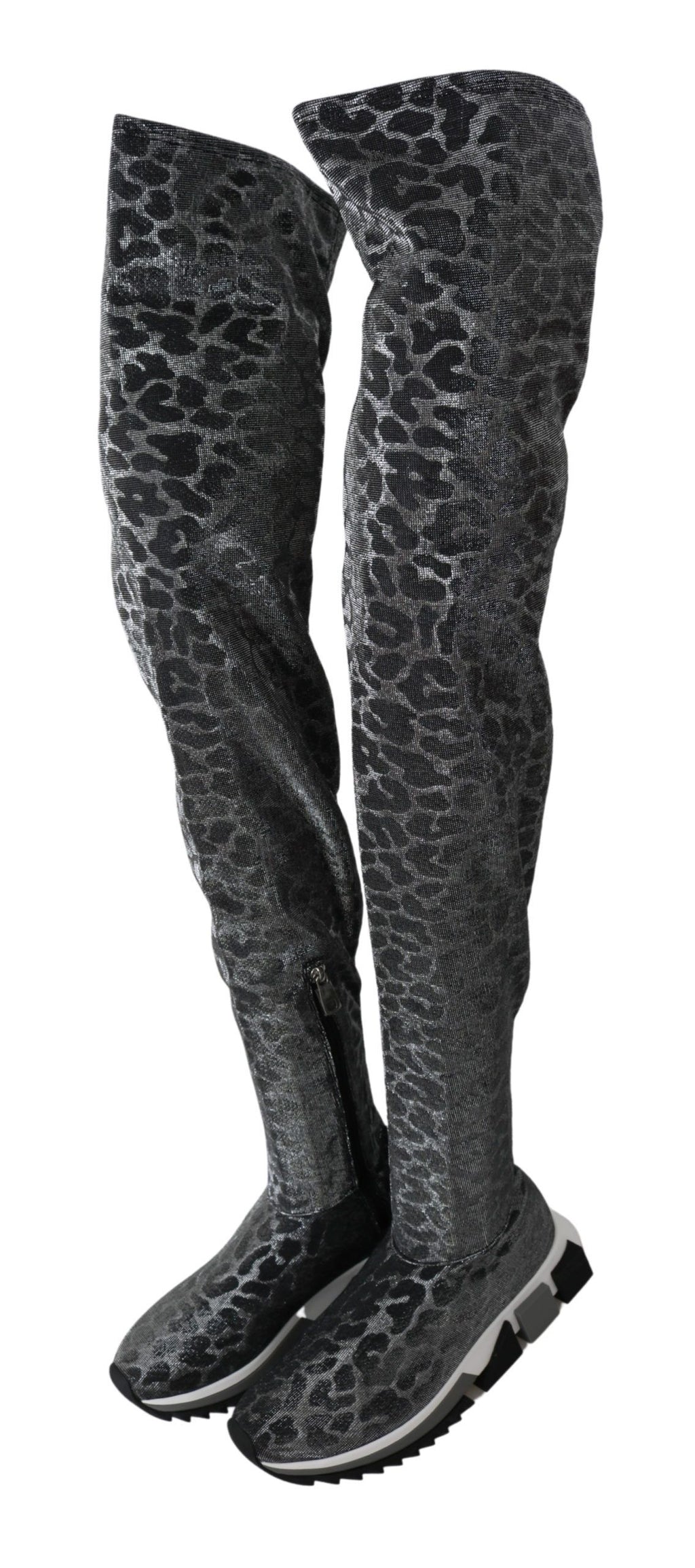 Dolce & Gabbana Grau Leopard High Top Sneakers Booties Schuhe