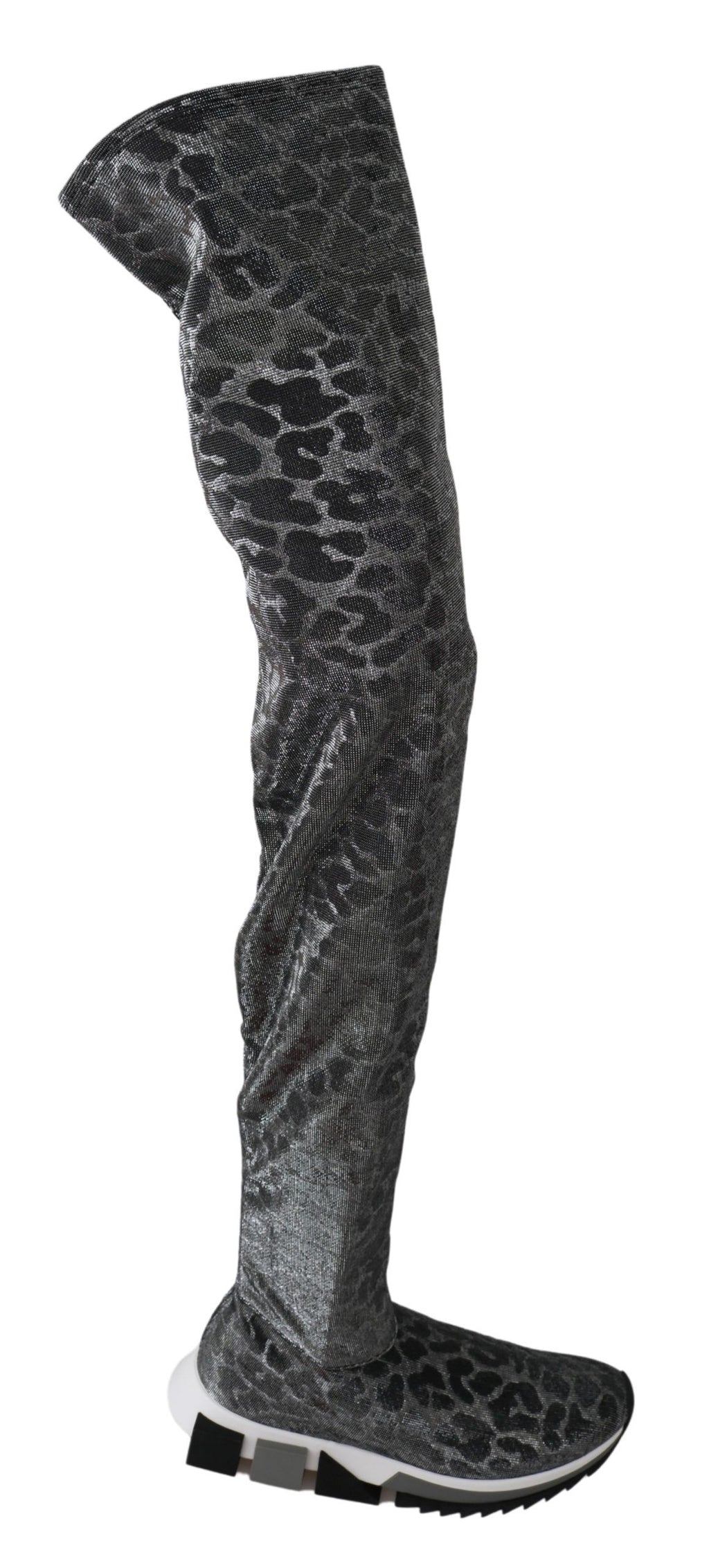 Dolce & Gabbana Grau Leopard High Top Sneakers Booties Schuhe