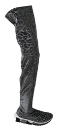 Dolce & Gabbana Grau Leopard High Top Sneakers Booties Schuhe