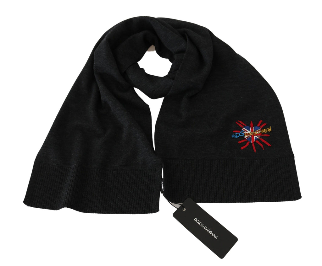 Dolce & Gabbana Grey #DGLovesLondon Wrap Scarf Wool Scarf