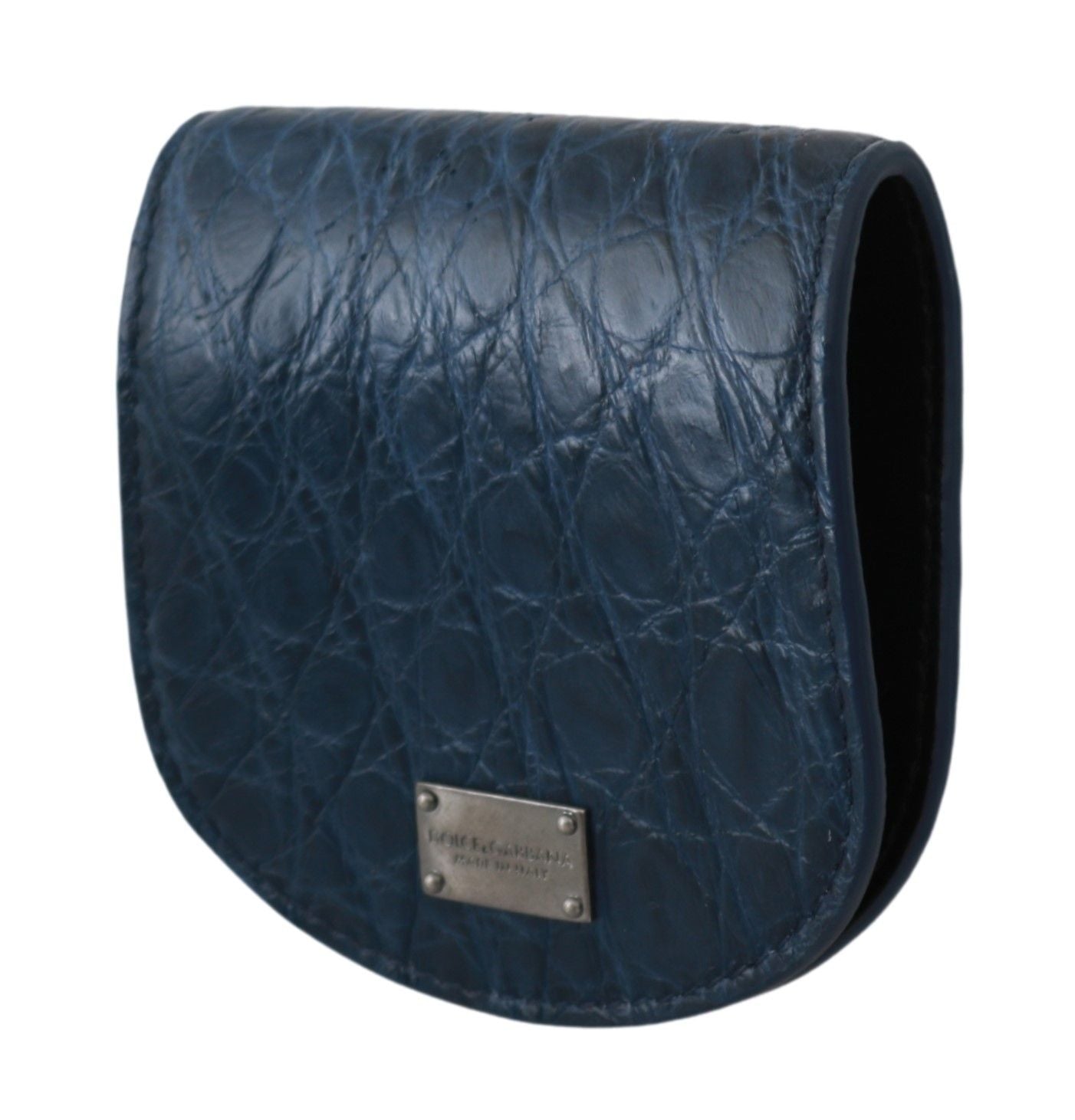 Dolce & Gabbana Blue Bag Holder Wallet Blue Exotic Skin Condom Case