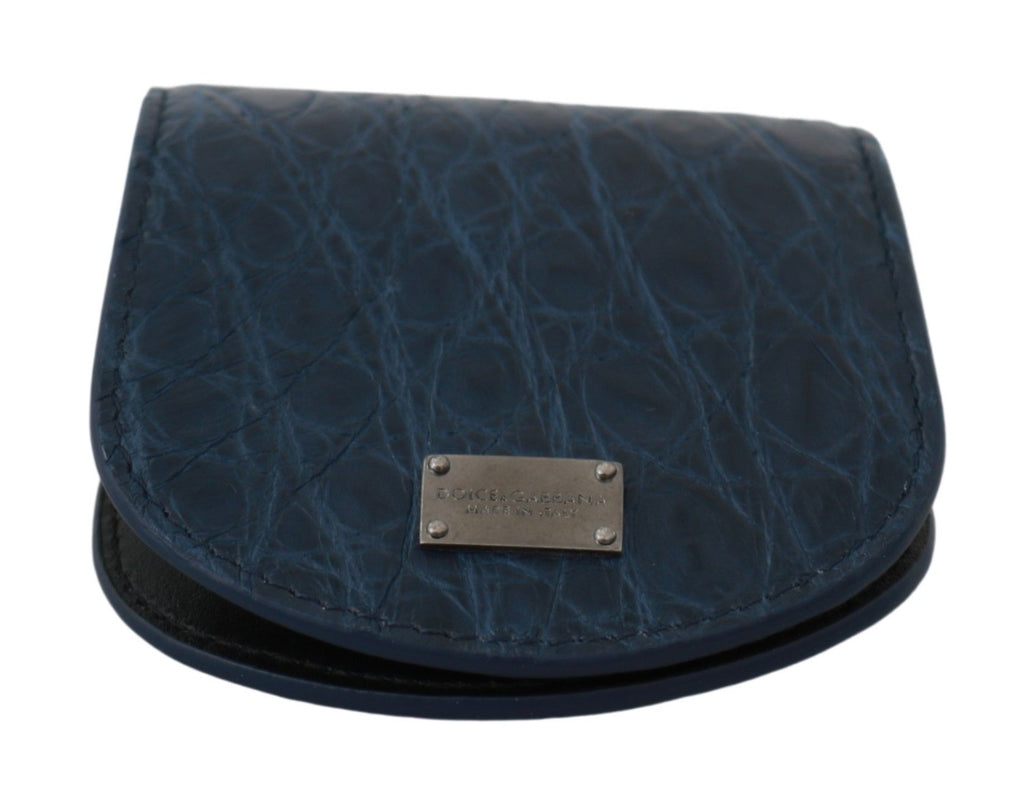 Dolce & Gabbana Blue Bag Holder Wallet Blue Exotic Skin Condom Case