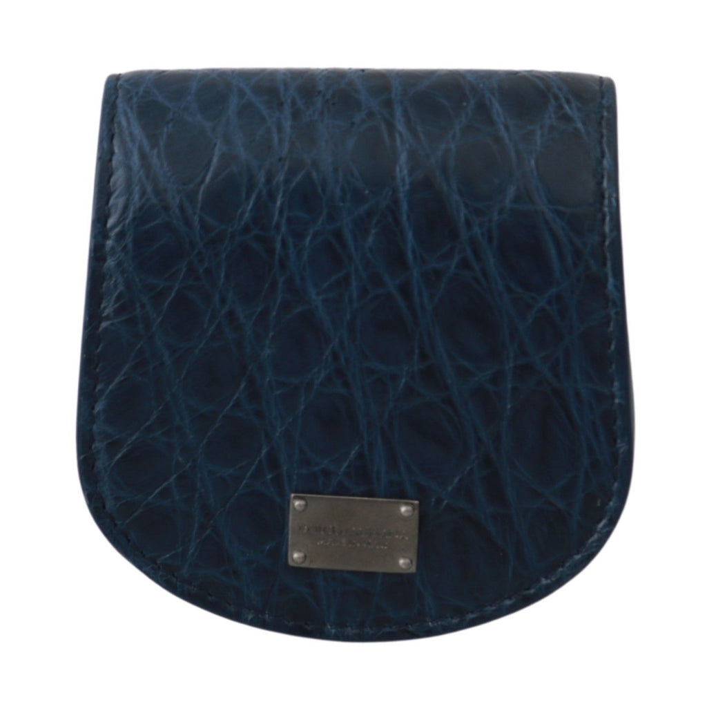 Dolce & Gabbana Blue Bag Holder Wallet Blue Exotic Skin Condom Case