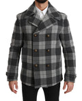 Dolce & Gabbana Grey Plaid Wool Cashmere Coat Jacket