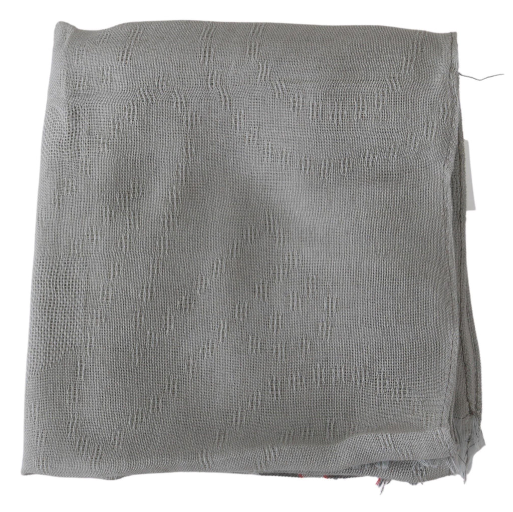 Costume National Grey Cotton Fringed Scarf