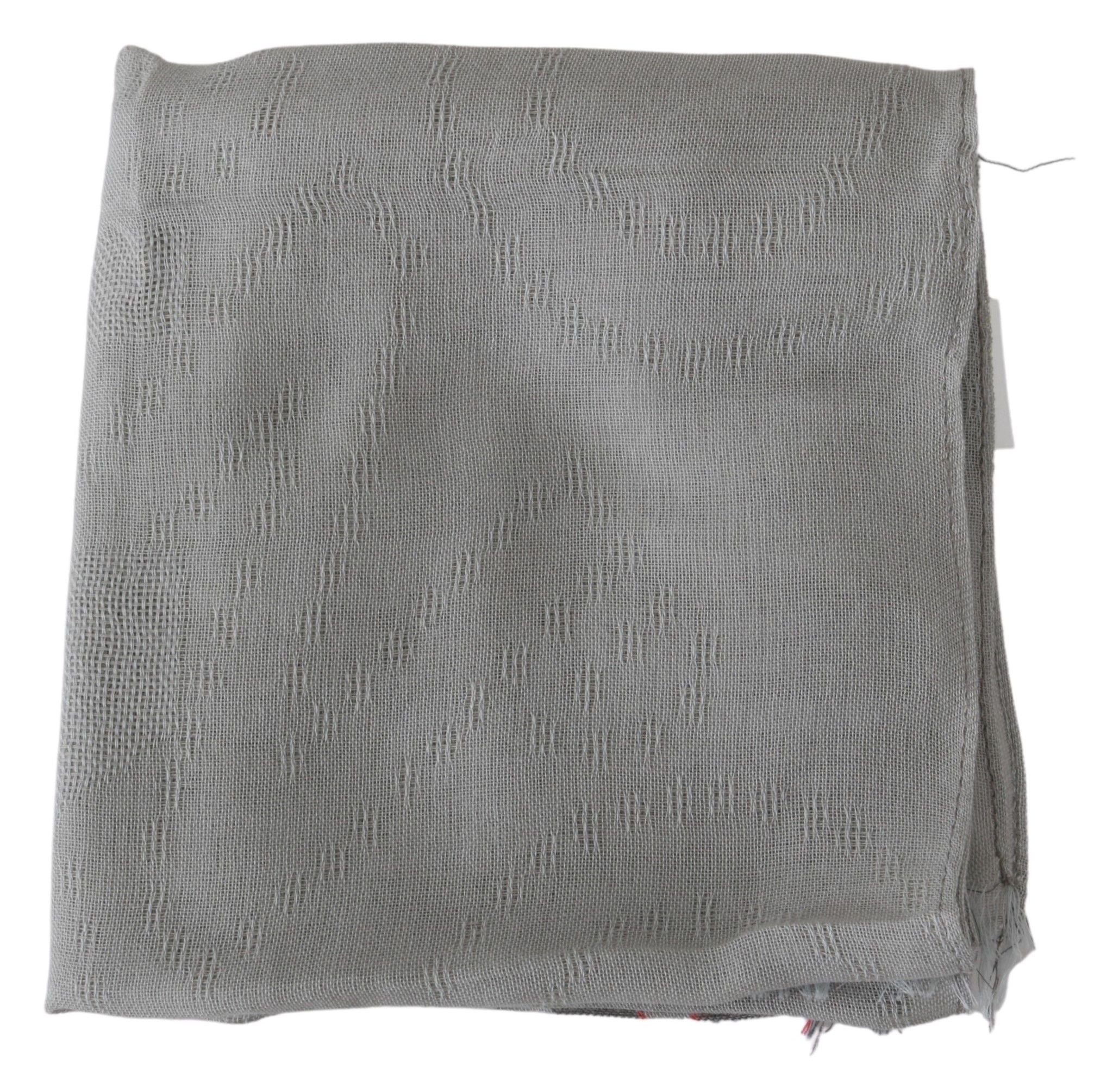 Costume National Grey Cotton Fringed Scarf