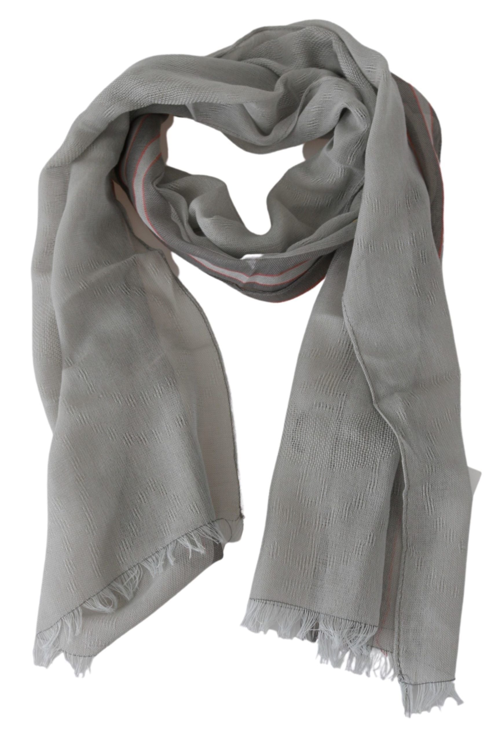 Costume National Grey Cotton Fringed Scarf