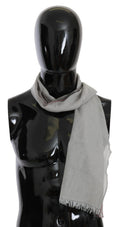 Costume National Grey Cotton Fringed Scarf