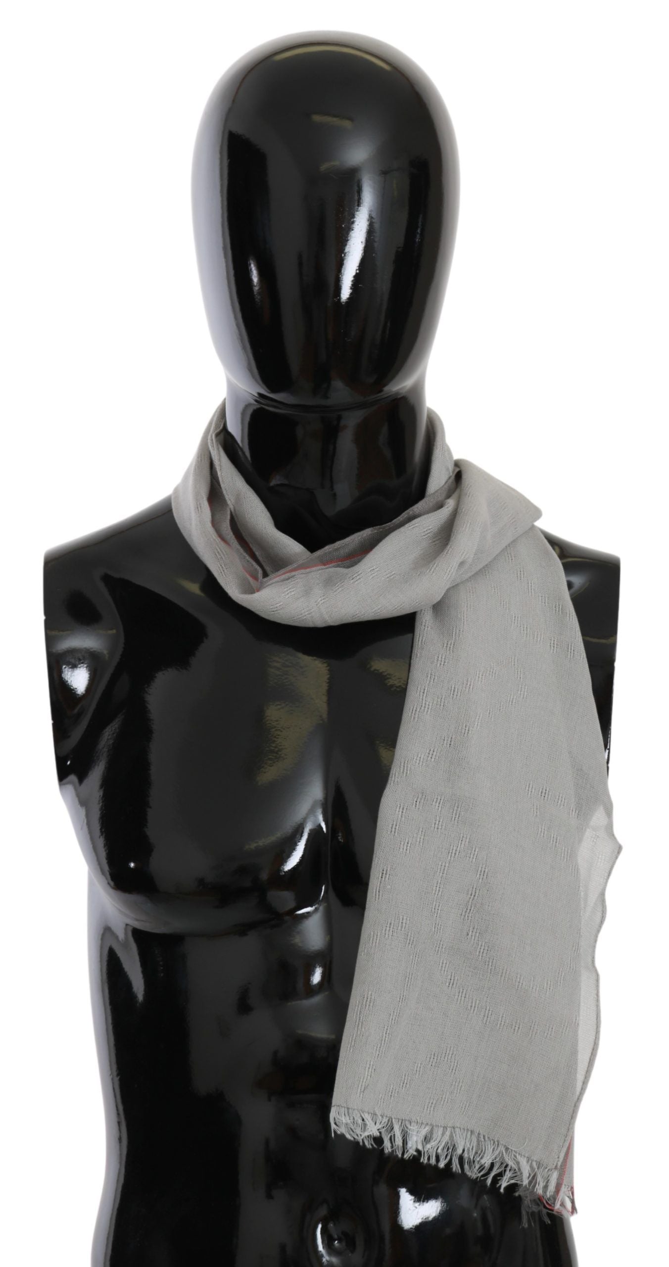 Costume National Grey Cotton Fringed Scarf