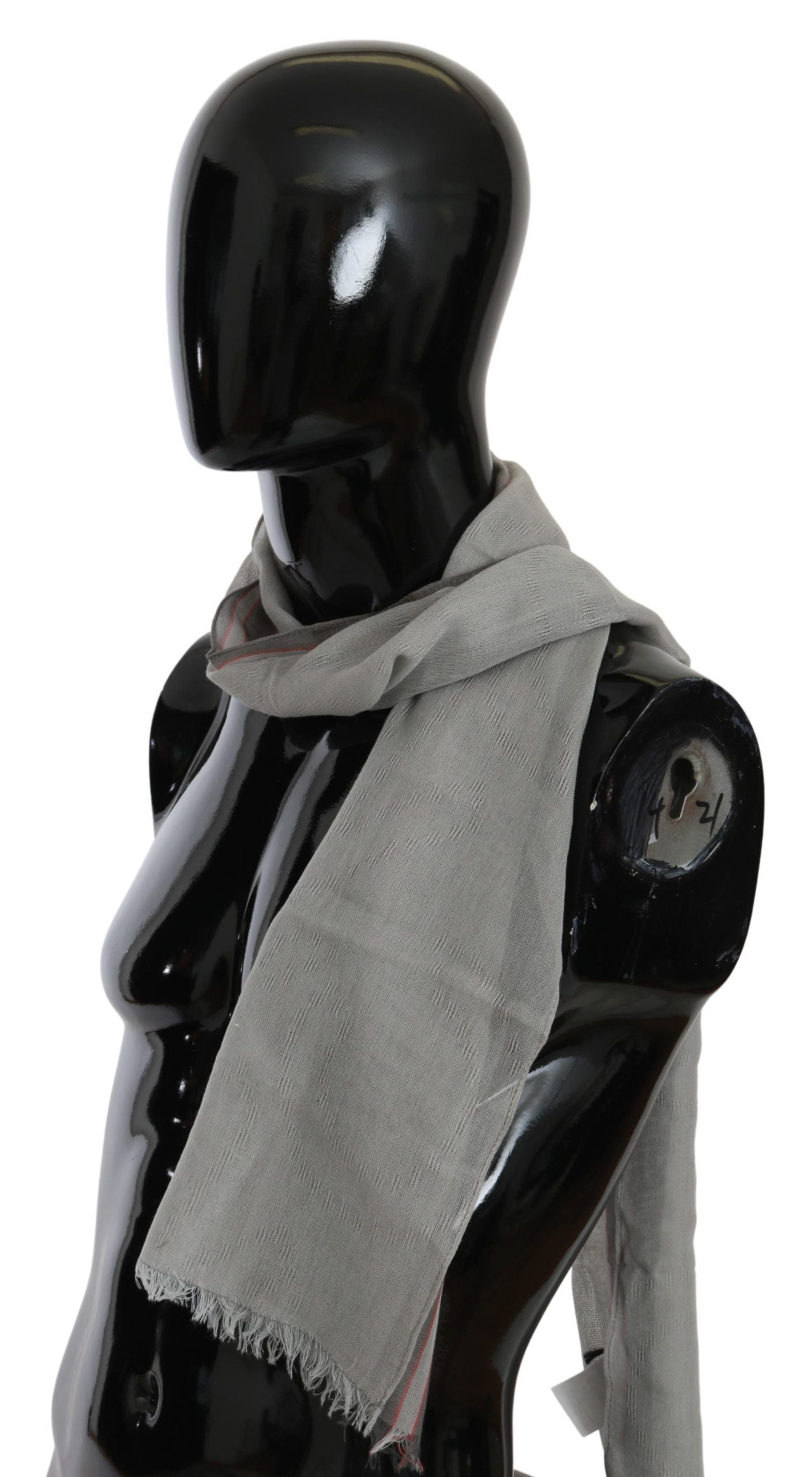 Costume National Grey Cotton Fringed Scarf
