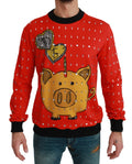 Dolce & Gabbana Roter Kristall-Schwein des Jahres Pullover