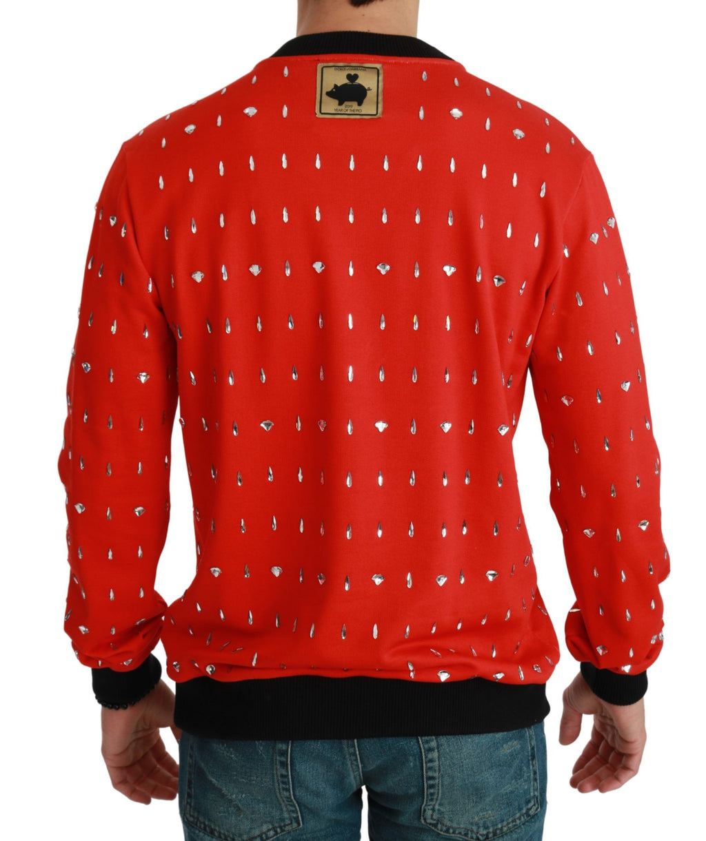 Dolce & Gabbana Roter Kristall-Schwein des Jahres Pullover