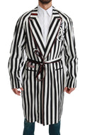 Dolce & Gabbana Black Coat Nightgown White Cotton Coat
