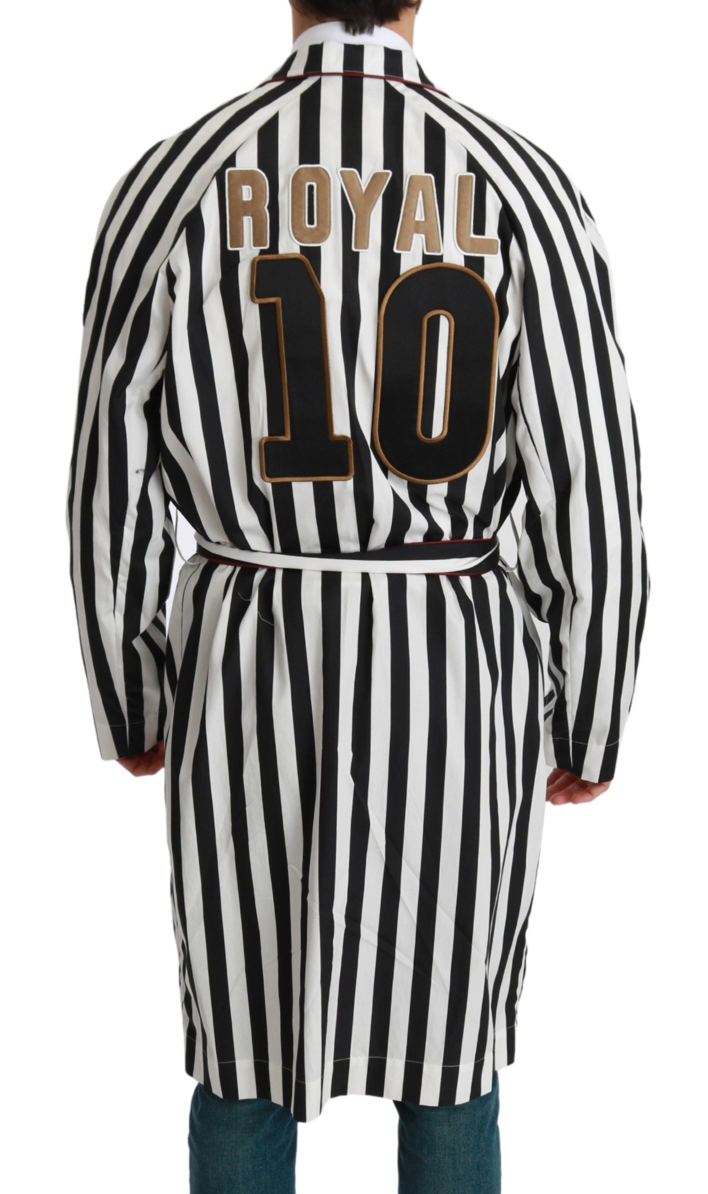 Dolce & Gabbana Black Coat Nightgown White Cotton Coat