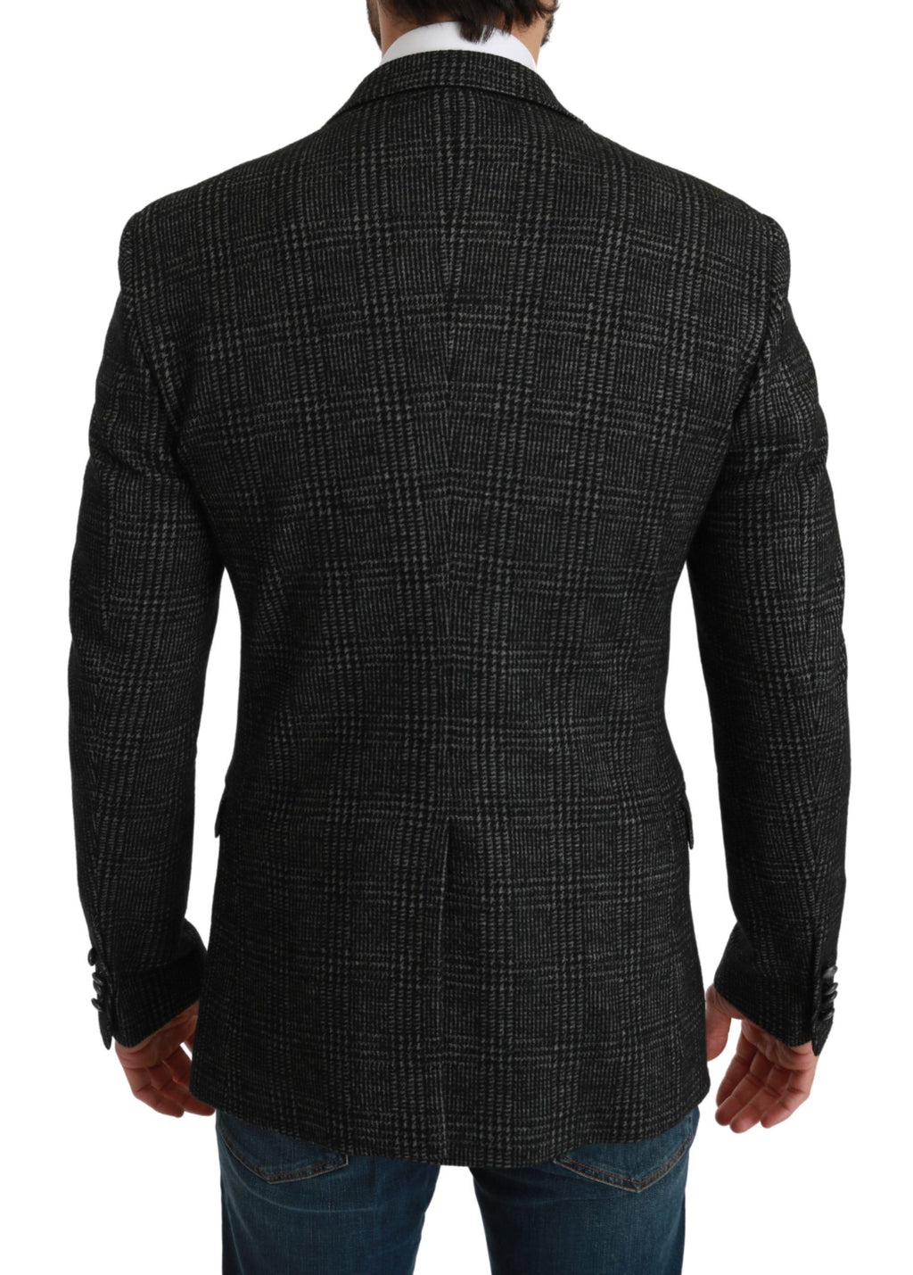 Dolce & Gabbana Grey Plaid Slim Fit Blazer Jacket