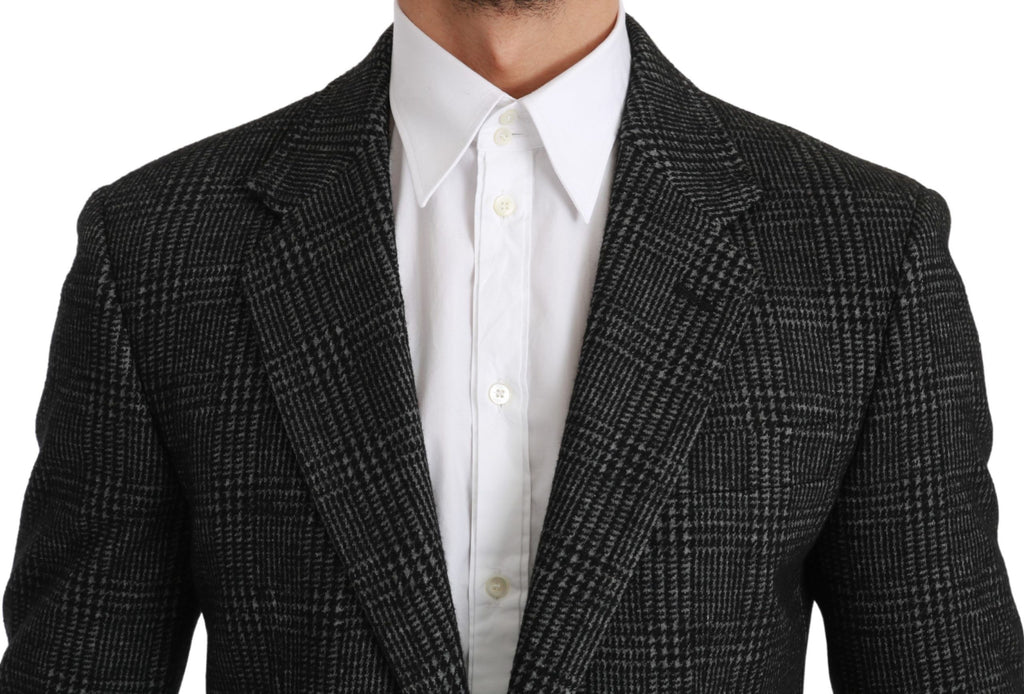 Dolce & Gabbana Grey Plaid Slim Fit Blazer Jacket