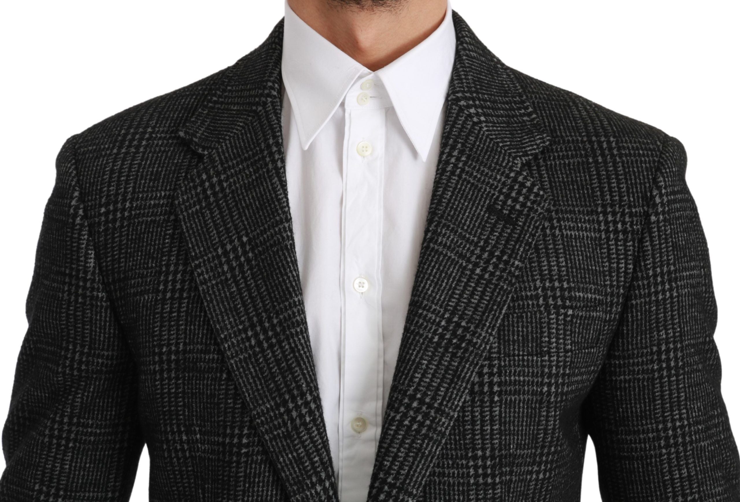 Dolce & Gabbana Grey Plaid Slim Fit Blazer Jacket