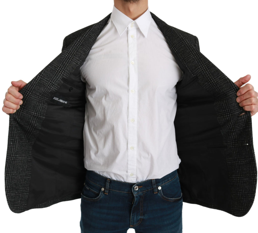 Dolce & Gabbana Grey Plaid Slim Fit Blazer Jacket