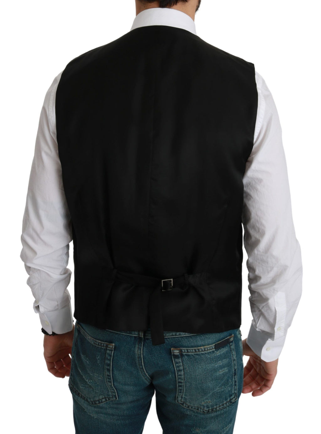 Dolce & Gabbana White Black Striped Vest Formal Vest