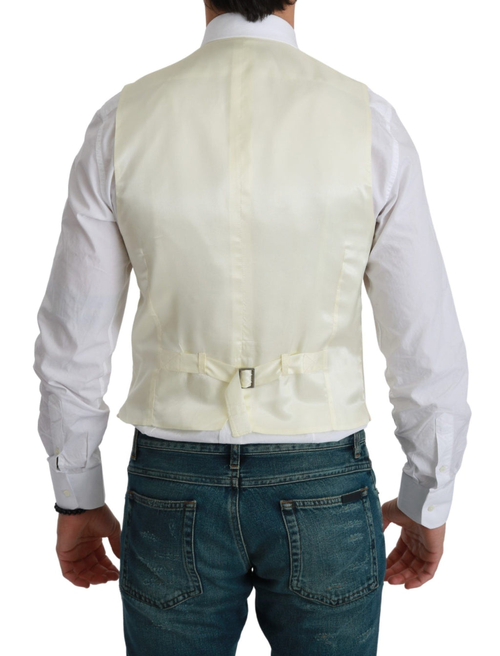 Dolce & Gabbana White Formal Wool Vest