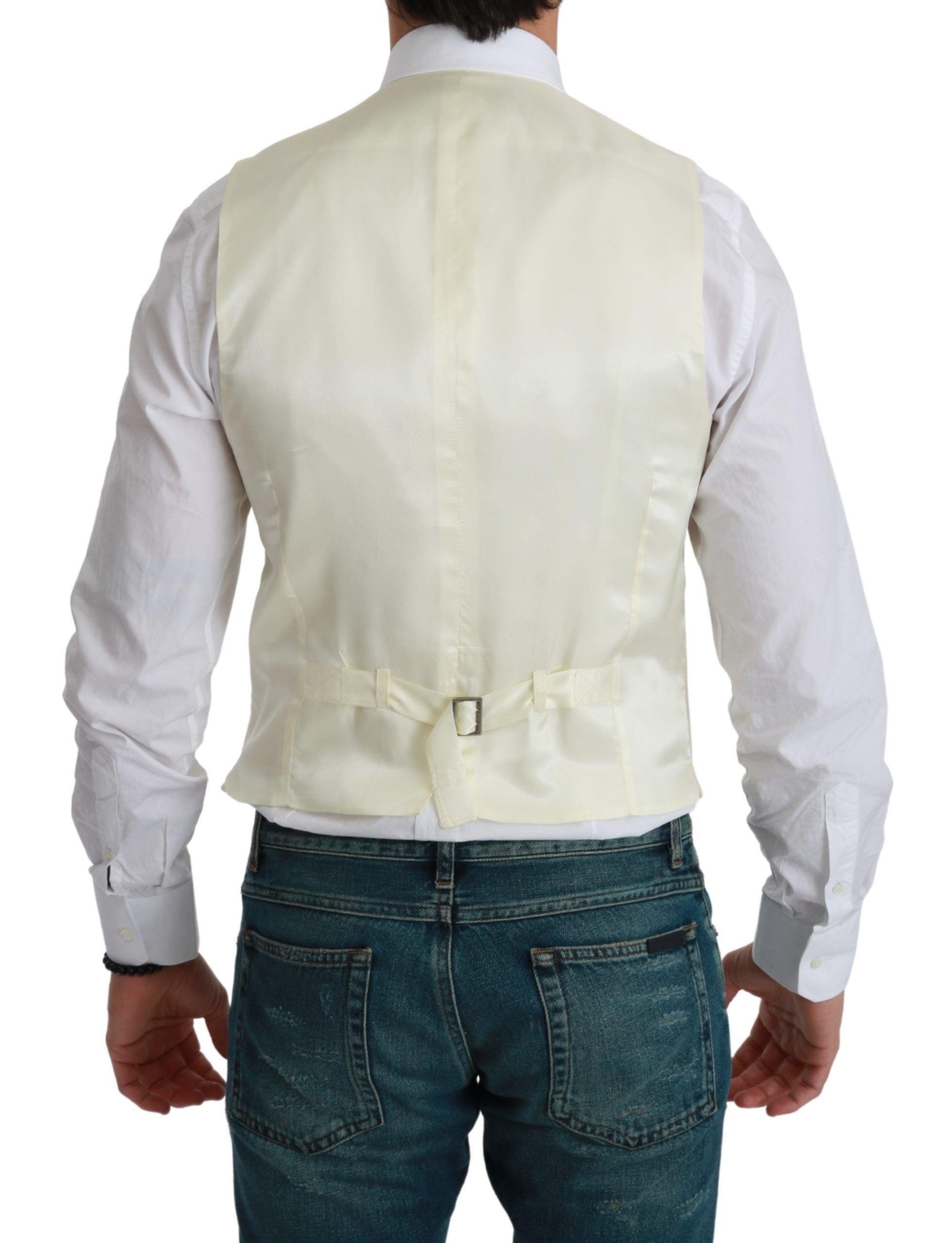 Dolce & Gabbana White Formal Wool Vest
