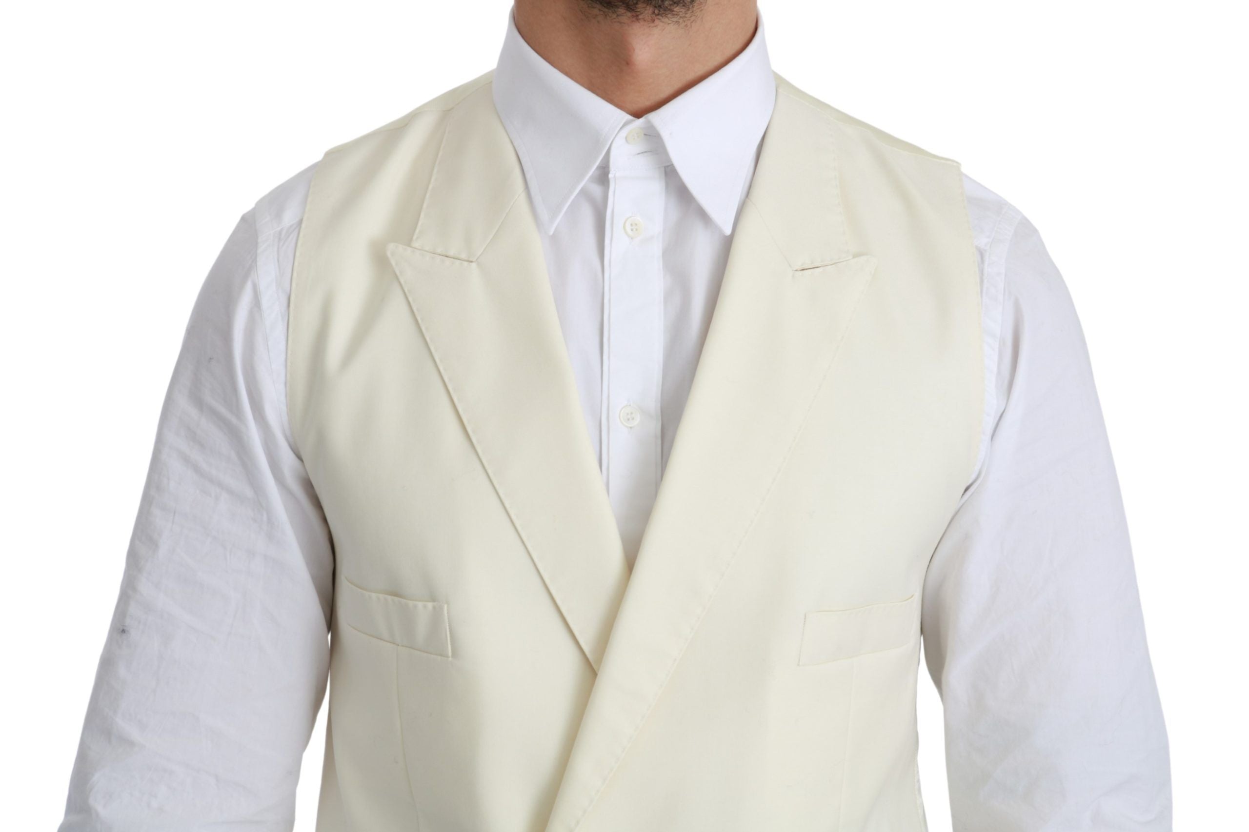 Dolce & Gabbana White Formal Wool Vest