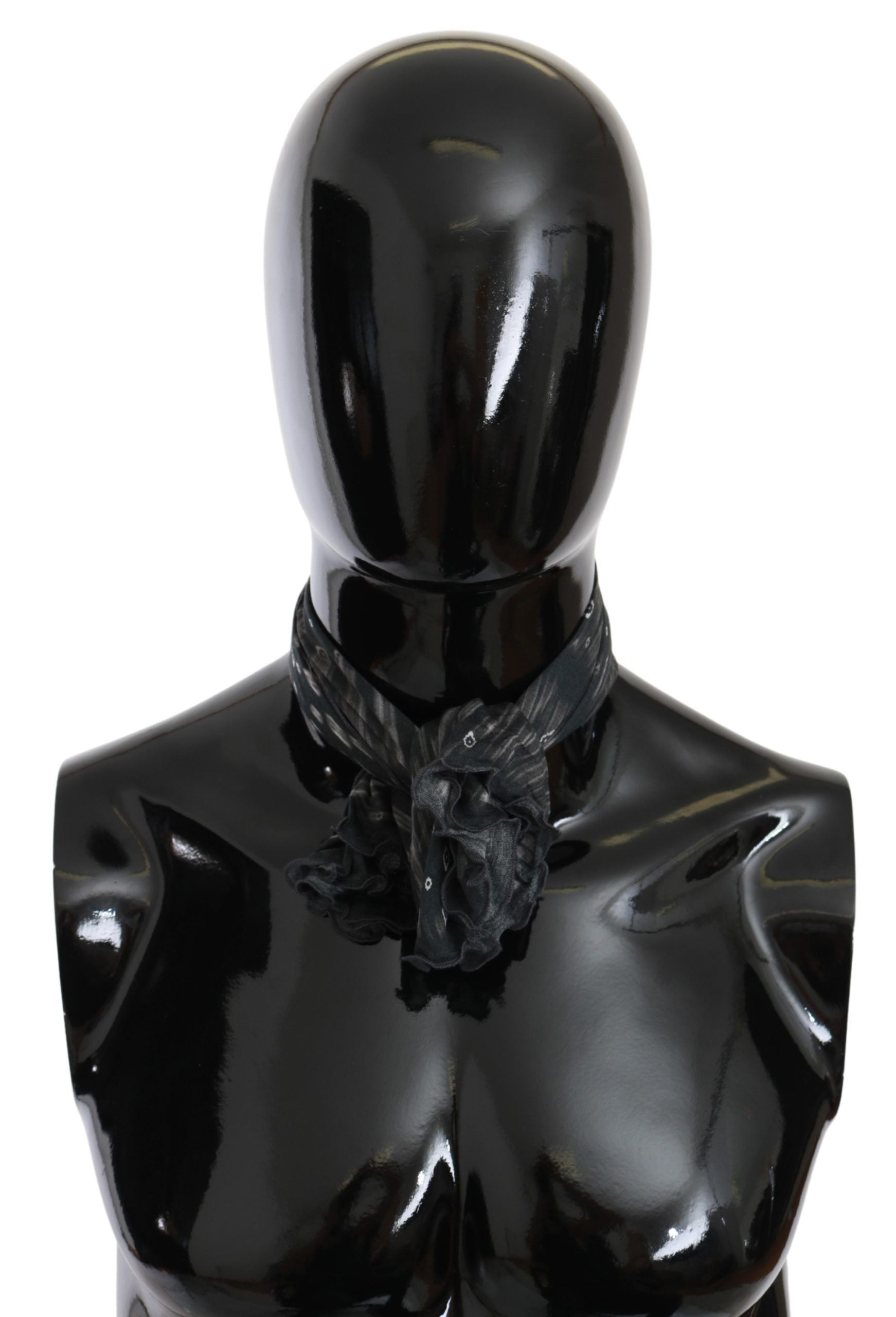 Costume National Schwarzer grauer Viskose Foulard Markenschal